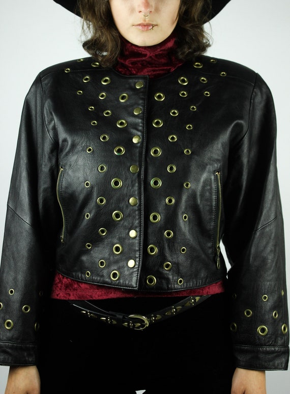 80s vintage grunge lether jacket