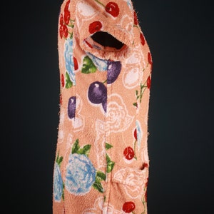 Vintage Rena Lange Towel Dress, Cherries Floral Pattern, 60s 70s Pin Up Beach Wear, Terry Cloth image 9