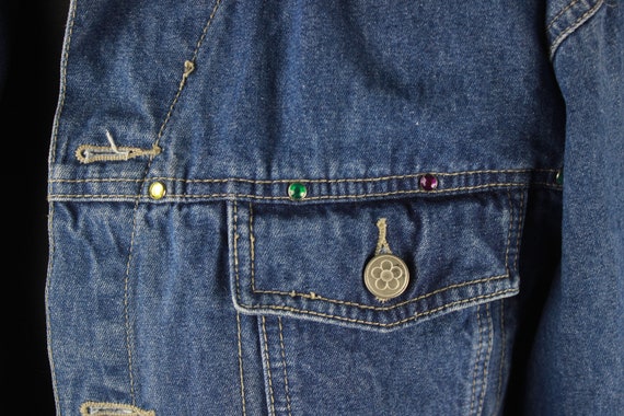 Vintage Denim Jacket Colorful Rhinestones, Embell… - image 8