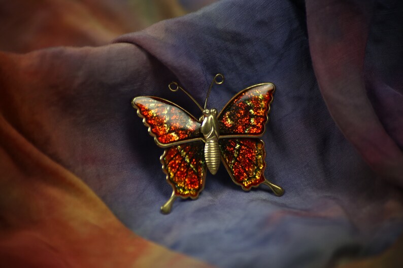 Vintage Schmetterling Libelle Glitzer Broschen, Bunter Emaille Pin, Insekten Anstecknadel, Tier Brosche Bunt Gold Big Butterfly