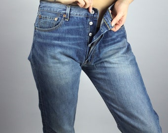 EURO LEVI’S 501 DENIM PANTS W34 L32 Levis 501 Jeans Mens W34 L32 Blue Denim Regular Fit Straight