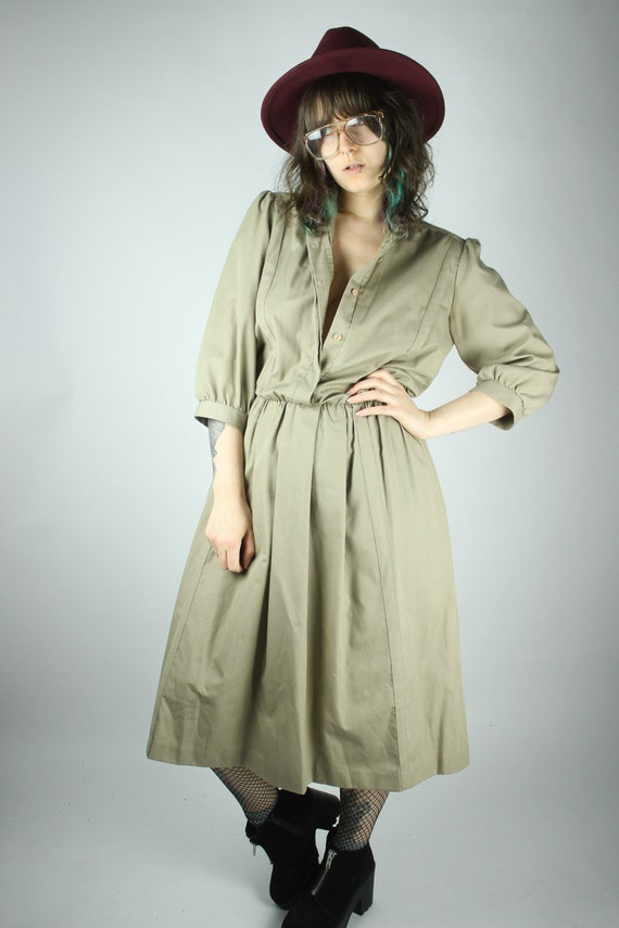 Vintage Olive Green Dress M, Minimalist Midi Dress, Sailor Pin up  Rockabilly Clothing - Etsy Norway