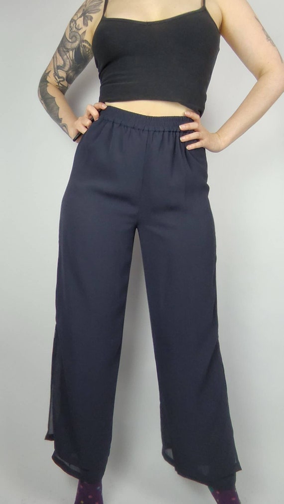 Vintage Darkblue Culottes S/M, Palazzo Pants, She… - image 10