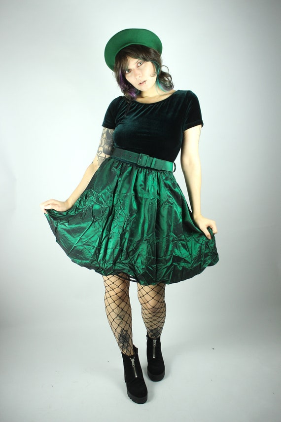 Vintage Dress Dark Green Size S, Chou Chou Designe