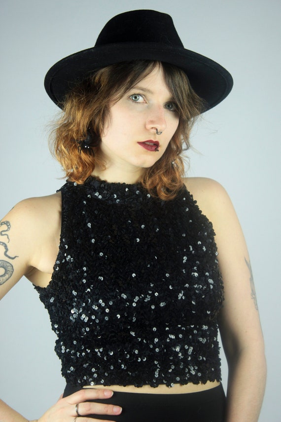 black evening crop top