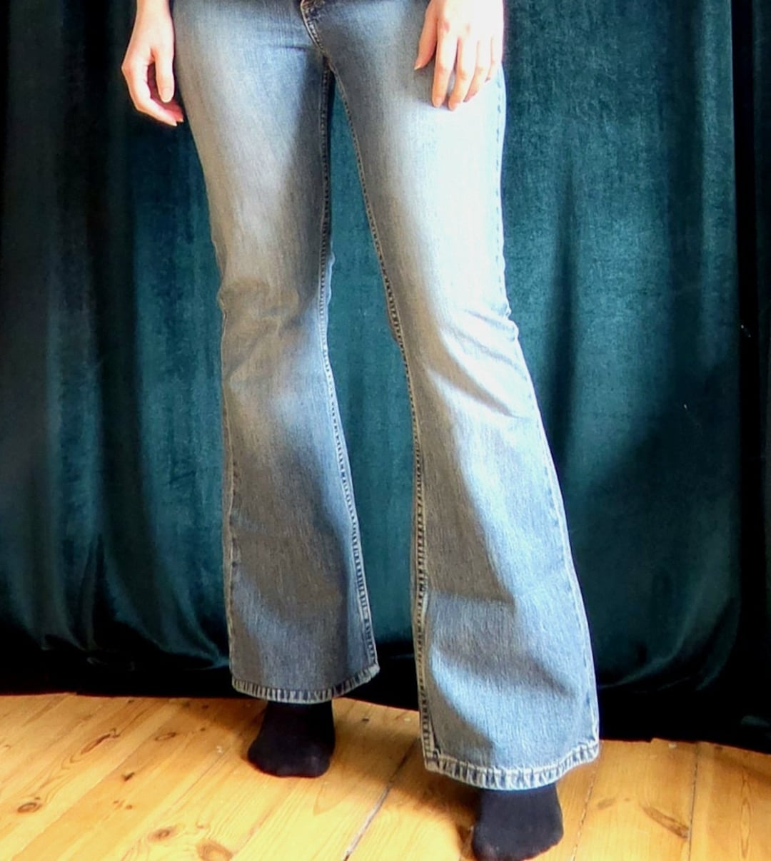 パンツ tornadmart bell bottom pants 00s python Tornado Mart Python Repaired Bell Bottom Flared Jeans
