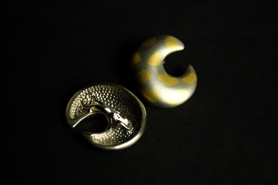 Vintage Silver Moon Earrings With Dots, 80s Jewel… - image 2