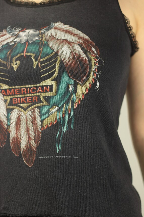 VINTAGE 3D Emblem American Biker Top, 80s Motorcy… - image 3