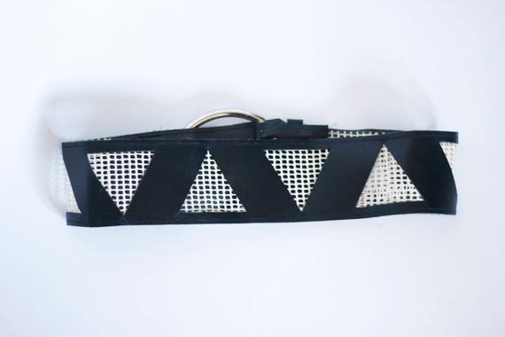 Vintage Belt Triangle Fishnet Transparent Darkblu… - image 4