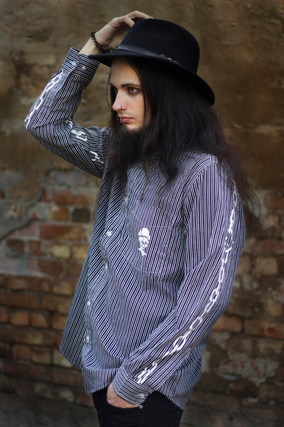 RENEWED Vintage Shirt, Shirt With Chains, Handpain