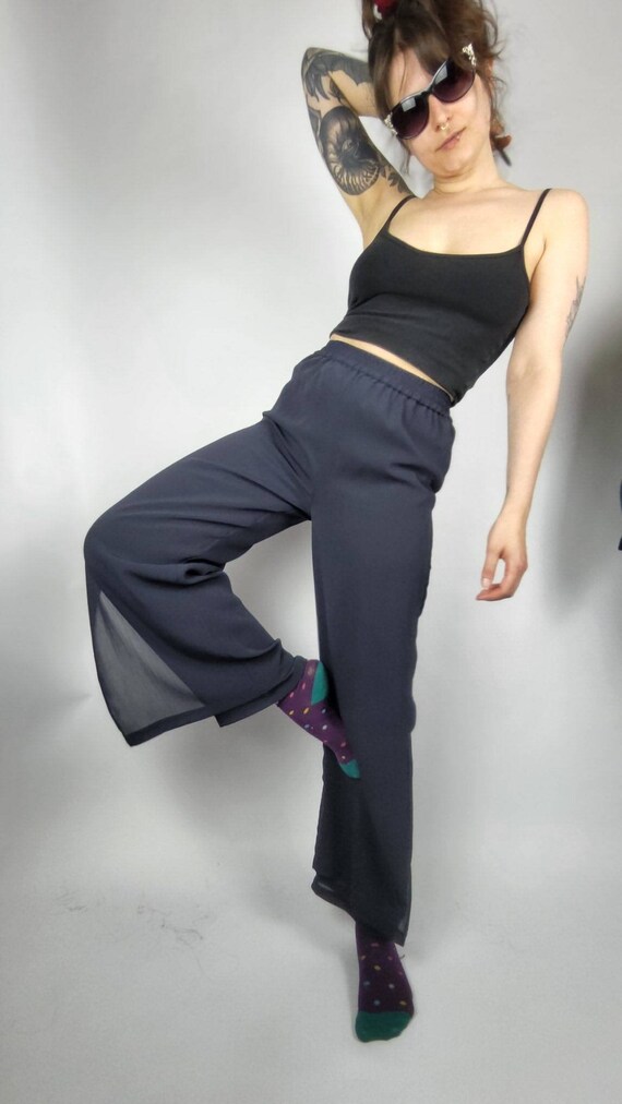 Vintage Darkblue Culottes S/M, Palazzo Pants, She… - image 9