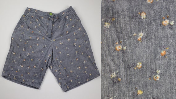 Vintage Blue Corduroy Shorts Floral Pattern M/L, … - image 2