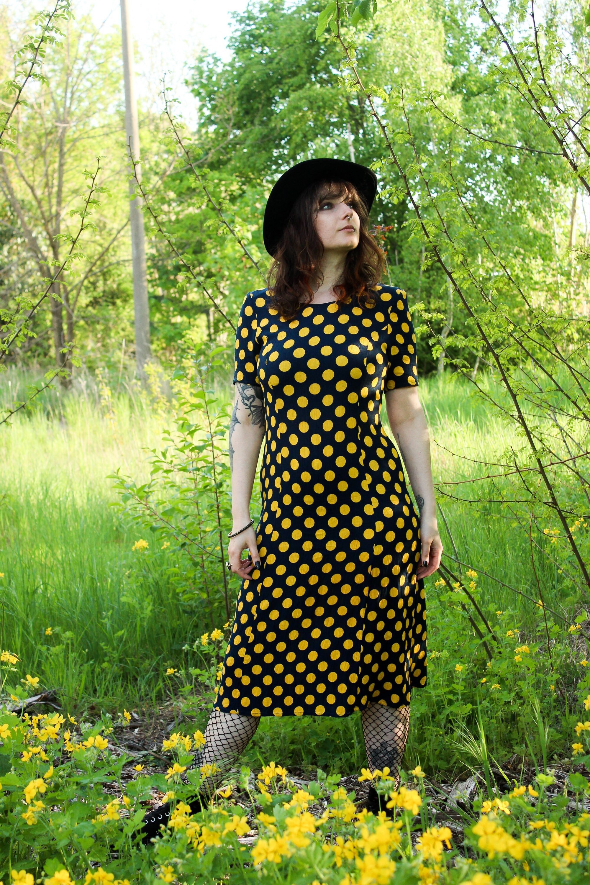 yellow polka dot midi dress Pretty With Purpose Yellow Polka Dot Dress Shop the Mint