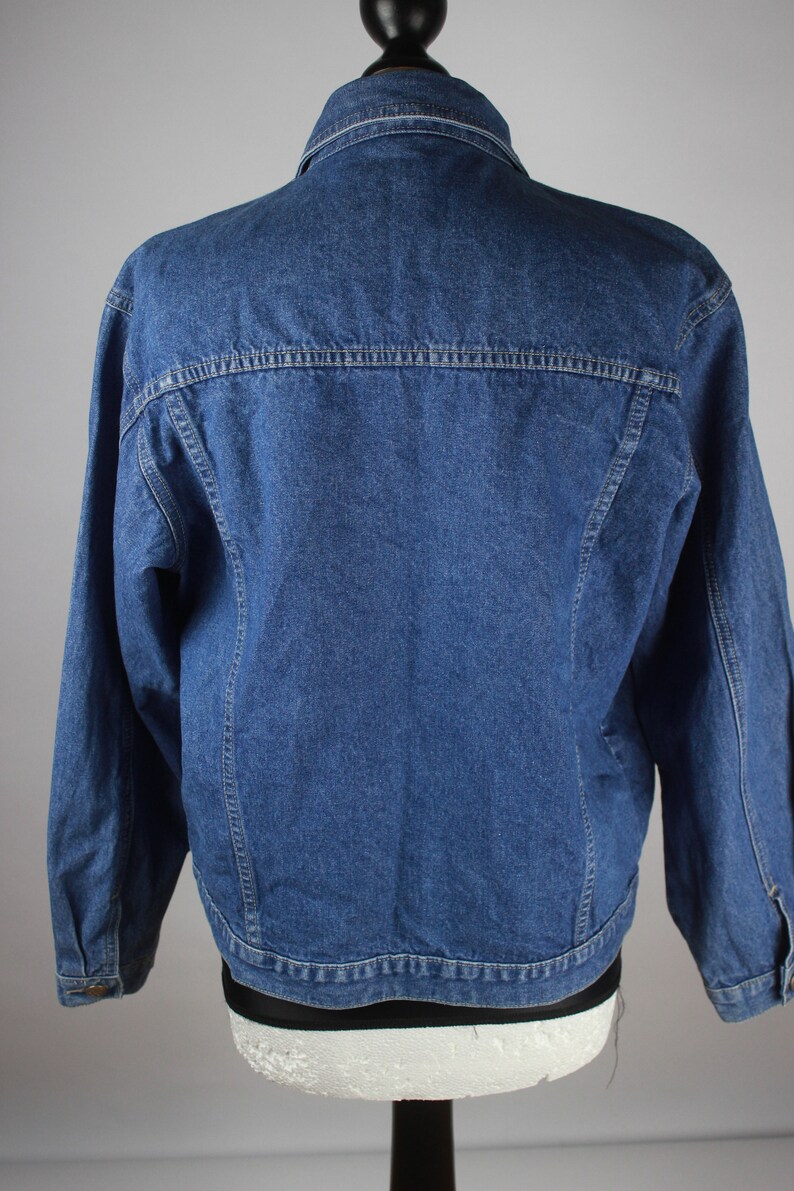 Vintage Denim Jacket Colorful Rhinestones, Embellished Blue Denim Jacket Rivets, 80s 90s image 9