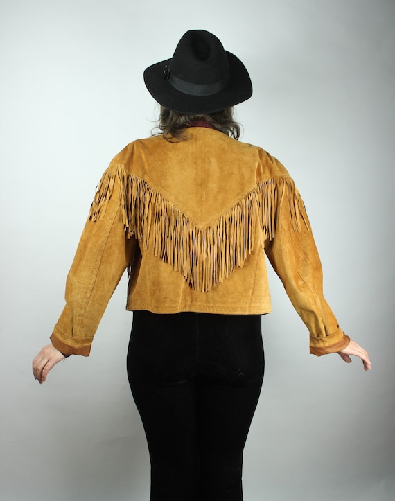 Vintage Brown Suede Jacket Fringes, 70s 80s Leatherjacket Cognacbrown, Oversized Leather Jacket
