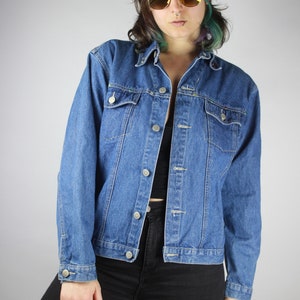 Vintage Denim Jacket Colorful Rhinestones, Embellished Blue Denim Jacket Rivets, 80s 90s image 7