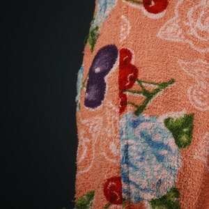 Vintage Rena Lange Towel Dress, Cherries Floral Pattern, 60s 70s Pin Up Beach Wear, Terry Cloth image 6