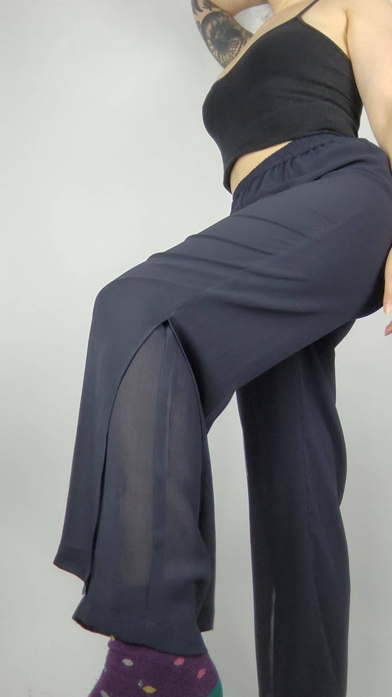 Vintage Darkblue Culottes S/M, Palazzo Pants, She… - image 3