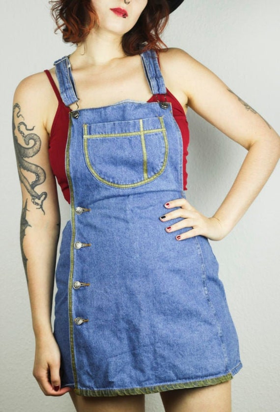 SML RENEWED VINTAGE Denim Vest All Eyes On Me Green Dyed Acid Washed Gold Fringe Oversize Grunge Punk Alternative Unique