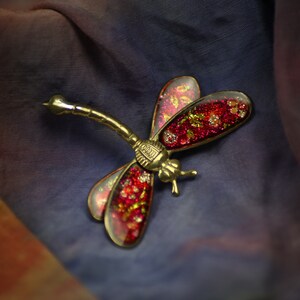 Vintage Schmetterling Libelle Glitzer Broschen, Bunter Emaille Pin, Insekten Anstecknadel, Tier Brosche Bunt Gold Pink Dragonfly