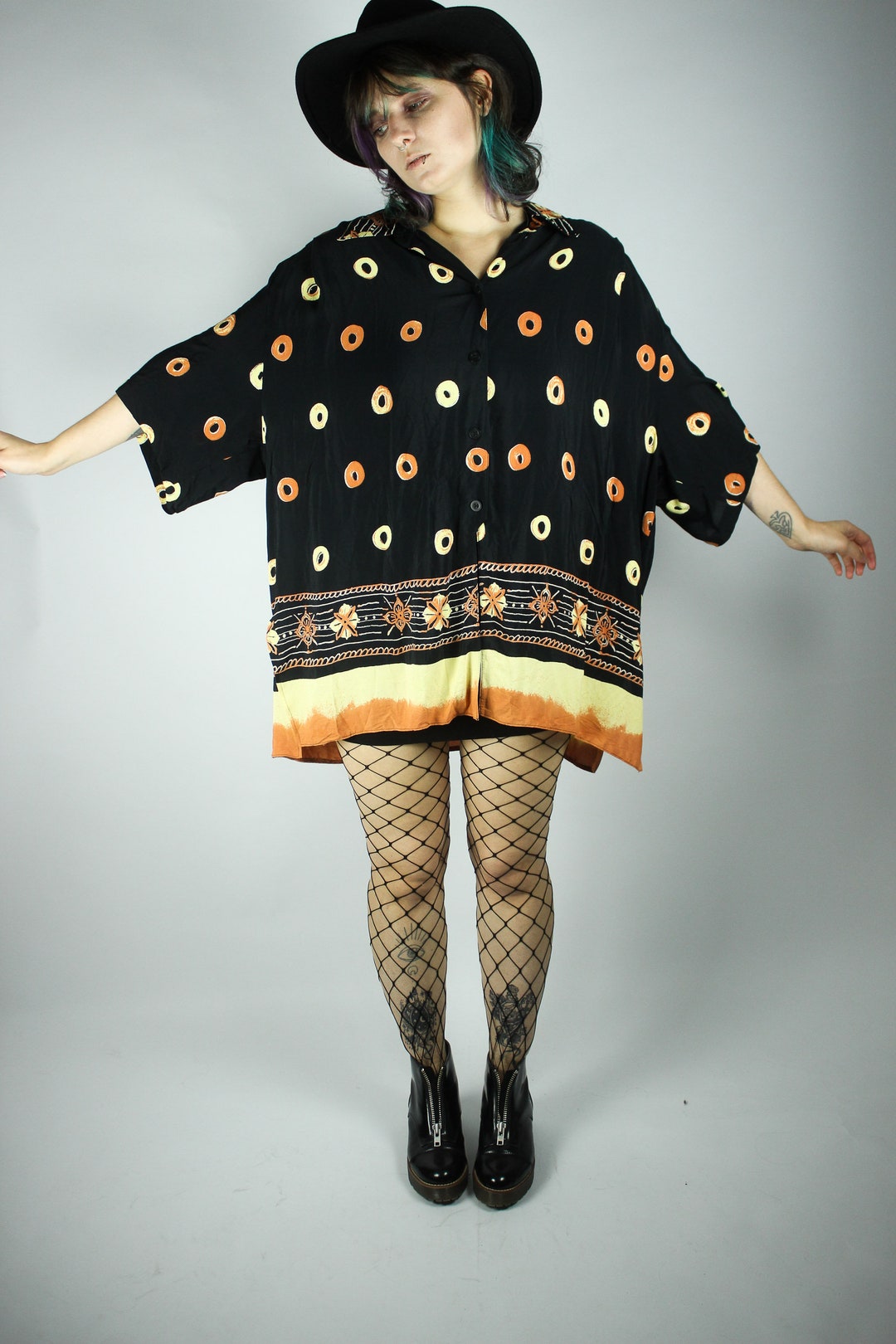 Vintage Loose Circle Print Long Sleeve Shirt