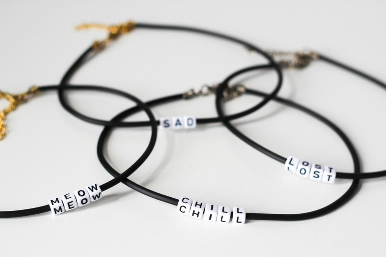 CUSTOM CHOKER Name Wort Deiner Wahl, Individuelle Kette Buchstaben Perlen, 90er Grunge Schmuck, Punk Pastel Goth Bild 7