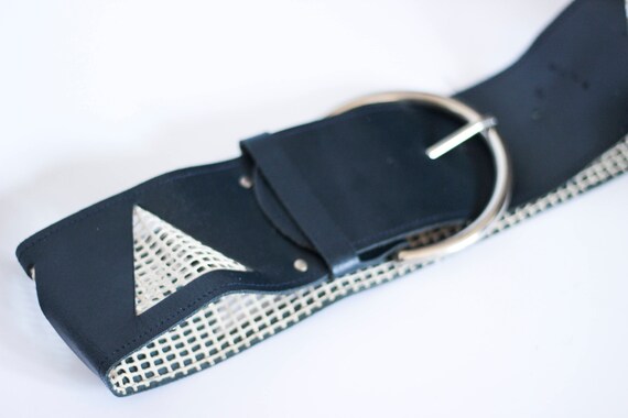 Vintage Belt Triangle Fishnet Transparent Darkblu… - image 3