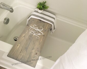 Wood Bath Caddy Etsy