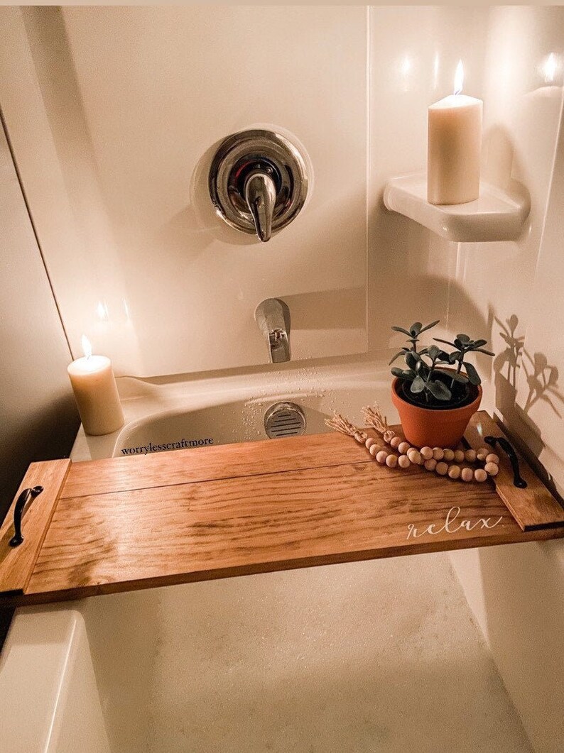 Wooden Relax Bath Tub Tray Bath Tray Bath Caddy Tub Tray Etsy
