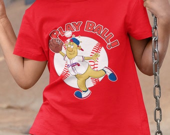 KIDS T Shirt- Blooper Mascot Play Ball Shirt- Braves Baseball