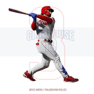 Bryce Harper Printable Art Portrait Phillies Baseball #3 - Digital Download