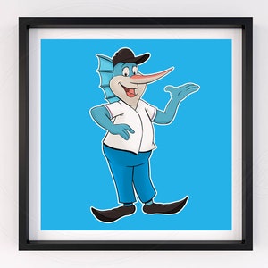 Miami Marlins Baseball Mascot Billy the Marlin Poster Print Artwork Florida Marlins