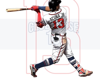 Ronald Acuna Jr Printable Art Portrait Braves Baseball #13 - Digital Download