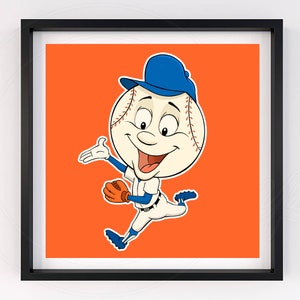 New York Mets Baseball Mascot Mr Met Poster Print Artwork Room Decoration