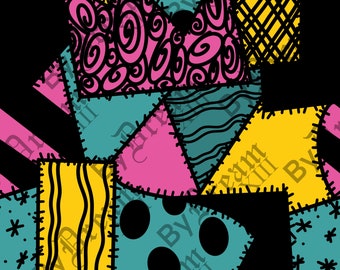 3 shades Sally fabric Bright Nightmare | seamless design | digital paper | Halloween