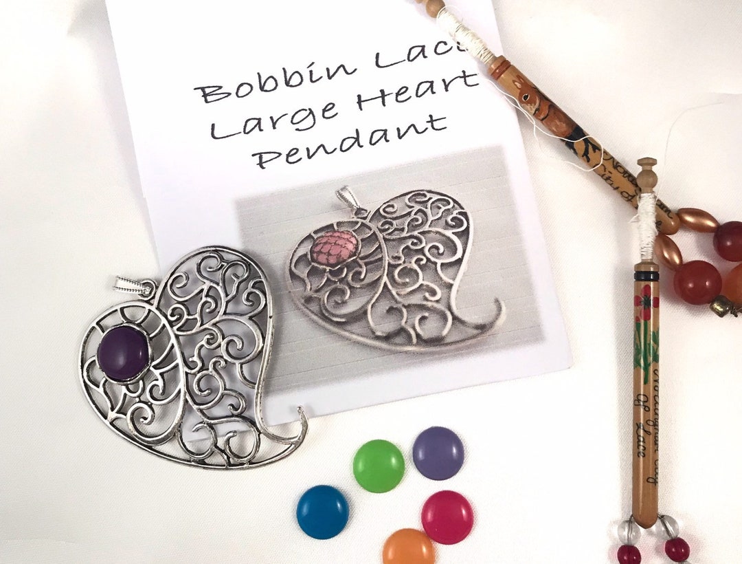 Large Heart Bobbin Lace Kit; Bobbin Lace Kit; Jewellery Making Kit ...
