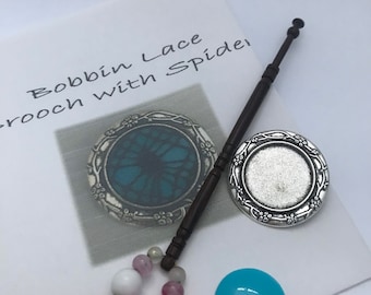 kit - Bobbin Lace Brooch Kit with Spider pattern; jewellery making kit; Bobbin Lace Kit