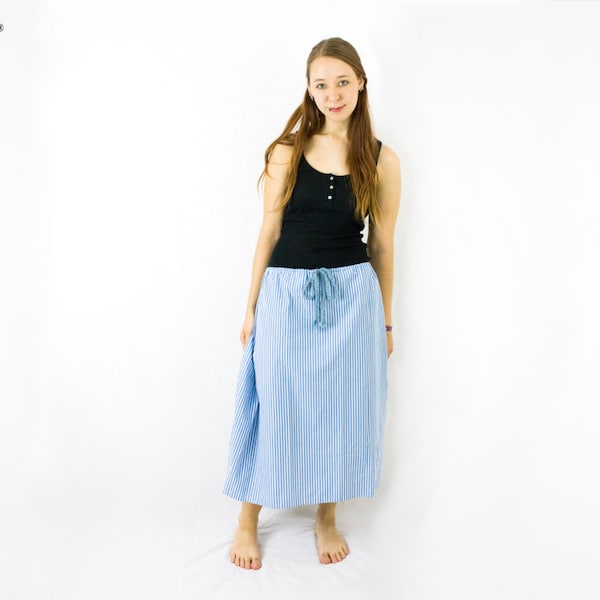 Fairtrade Maxi-Rock blau weiß gestreift, fair vegan bio, Männerrock, Unisex Rock, Made in Germany, Handarbeit aus Münster, FairTale