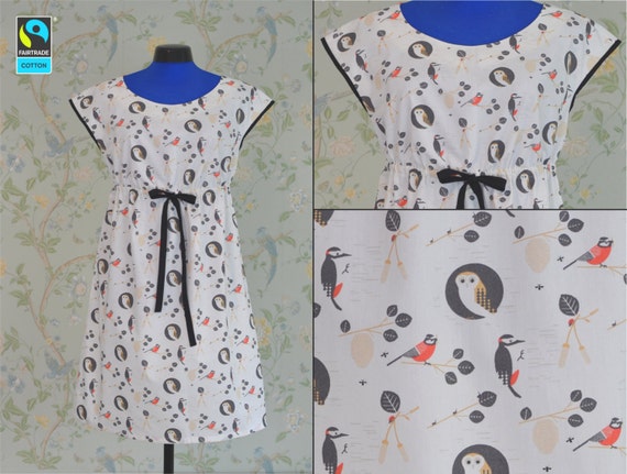 Fairtrade Kleid Eule Specht Rotkehlchen Mit Armeln Wald Etsy