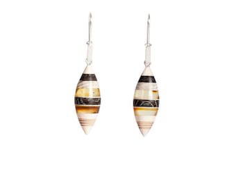 FLOATS earrings baltic amber + wood + Sterling silver, by Amberwood Marta Wlodarska