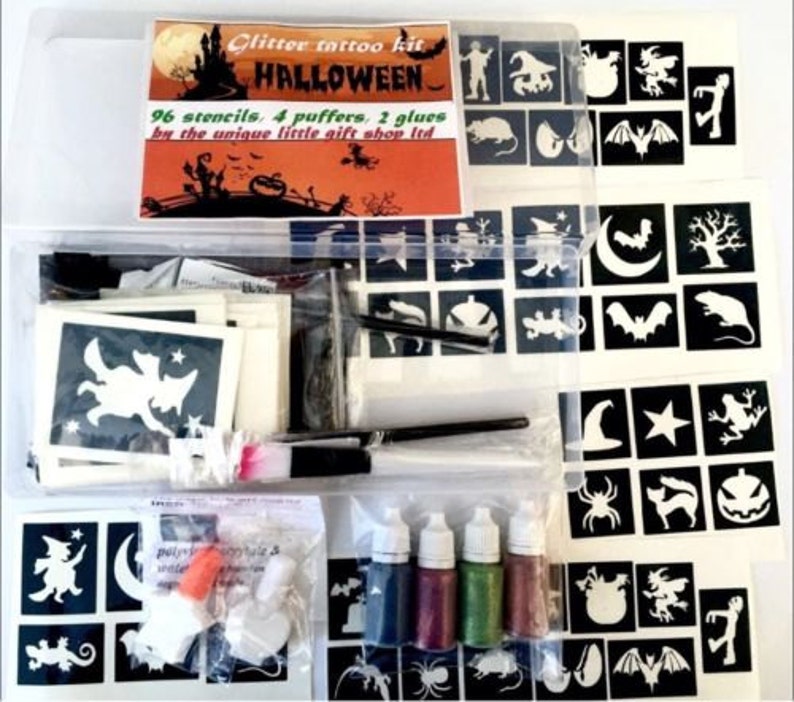 Glitter Tattoo Kit Boy Girl Princess Christmas Superhero 98 Etsy