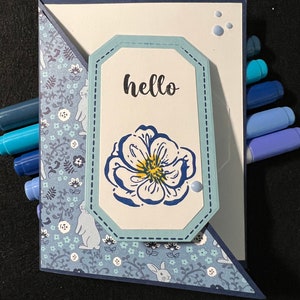 Blue &quot;Hello&quot; Thank You Inside Card