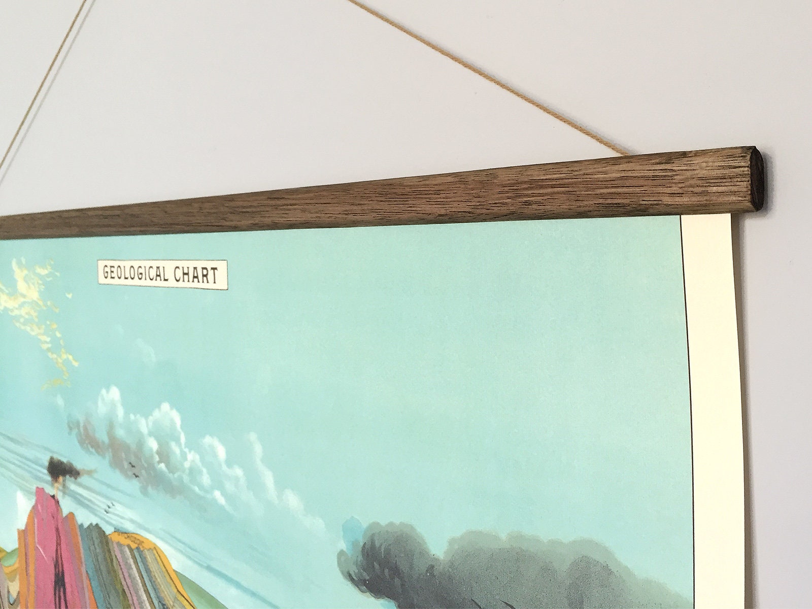 Geological Vintage School Chart Poster With Tasmanian Oak Wooden ...