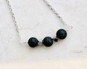 Collier diffuseur en pierre de lave, collier d’aromathérapie, collier de soulagement de l’anxiété, cadeau d’anniversaire de maman, colliers minimalistes de tous les jours pour femmes