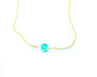 Gold Turquoise Necklace For Women, Minimalist Necklace Gold, Turquoise Jewelry gift for grandma, Step Mom Gift, best friend birthday gift