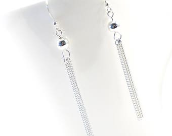 SILVER Tassel Earrings For Women, chain tassel earrings, boho jewelry gifts for girls, girlfriend birthday gifts for her, best selling items
