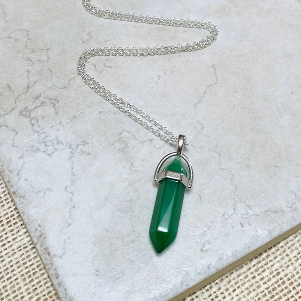 Green aventurine crystal point necklace, aventurine necklace men, metaphysical shops, new age gifts, Mothers Day Gift from son, spiritual