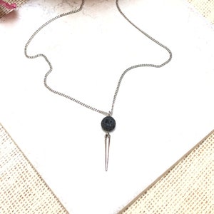 Silver Spike Necklace For Women, Essential Oil Diffuser Necklace, Aromatherapy Necklace Diffuser Jewelry, Edgy Jewelry, mom birthday gift image 2