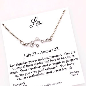 Sterling Silver Leo necklace, Leo gifts, Leo Zodiac gifts, Leo birthday gifts, August birthday gifts for her, Mothers Day Gift from daughter