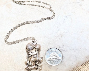 Gioielli con ciondolo con pietra portafortuna a forma di sirena, collana in cristallo austriaco placcato in oro bianco, regalo per ragazze e donne  36